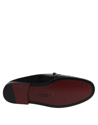 Black Leather DG Chain Embellished Sandals Shoes