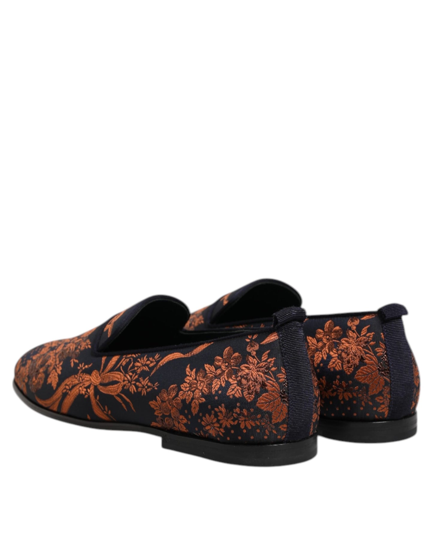 Black Jacquard Polyester Slip On Loafers Shoes
