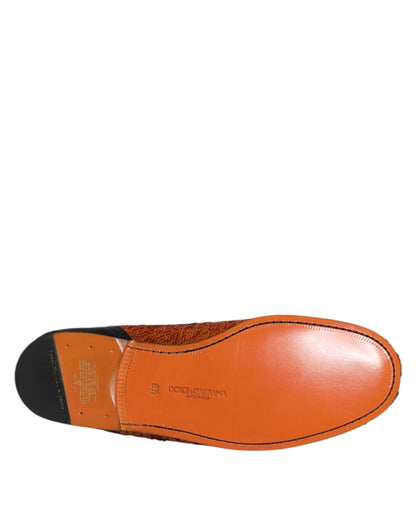 Orange Sequin Embellished Men Loafers Shoes