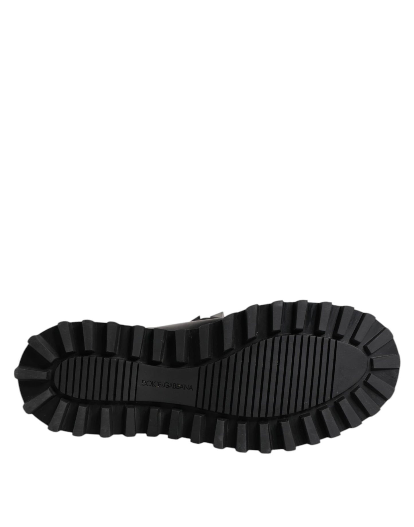 Black Leather DG Logo Plaque High Boots Shoes