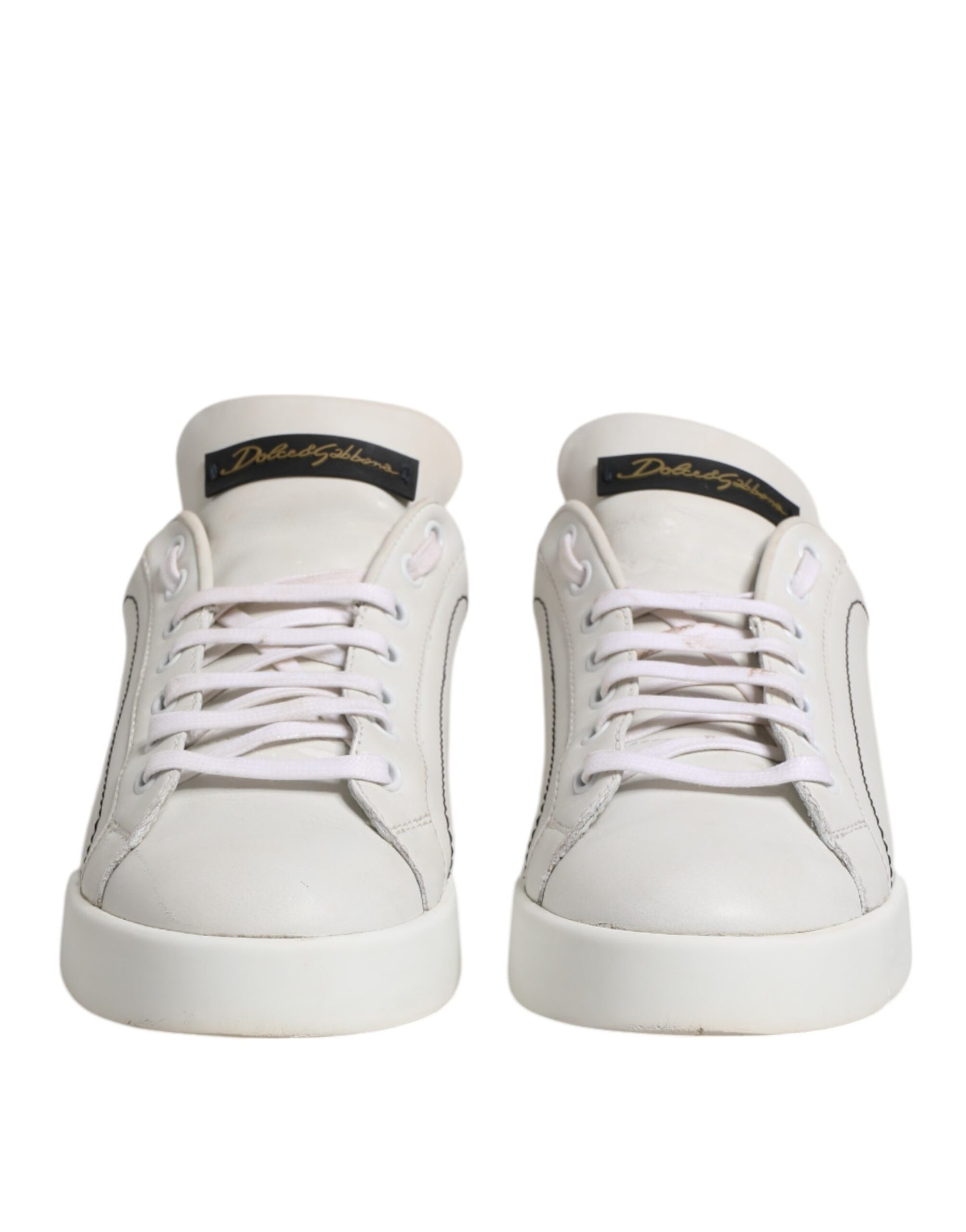 White Gold Leather Low Top Sneakers Shoes