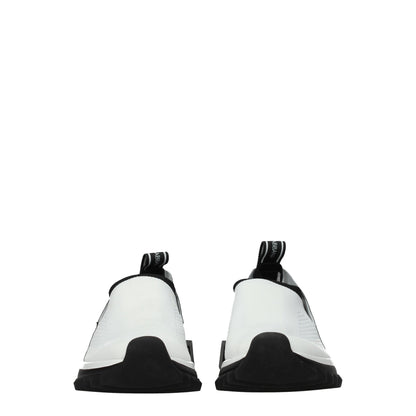 White Fabric Chunky Sneakers