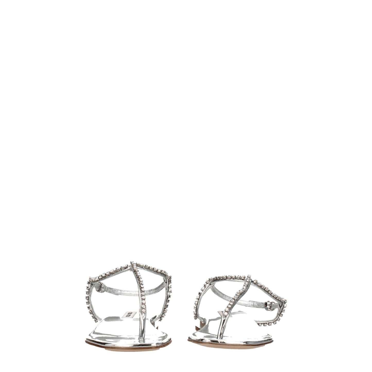 Gray Leather Flip-Flop Sandals