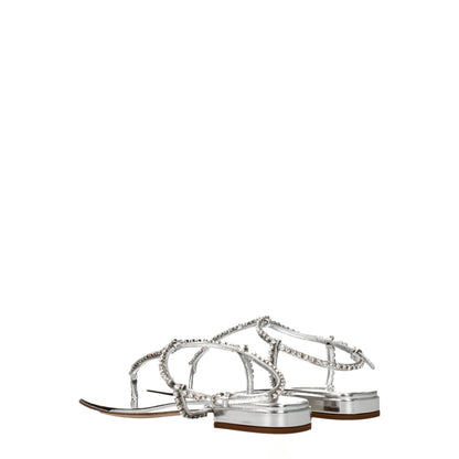 Gray Leather Flip-Flop Sandals