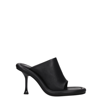 Black Leather Stiletto Heels Sandals