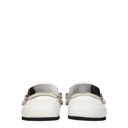 White Leather Slippers Sandals