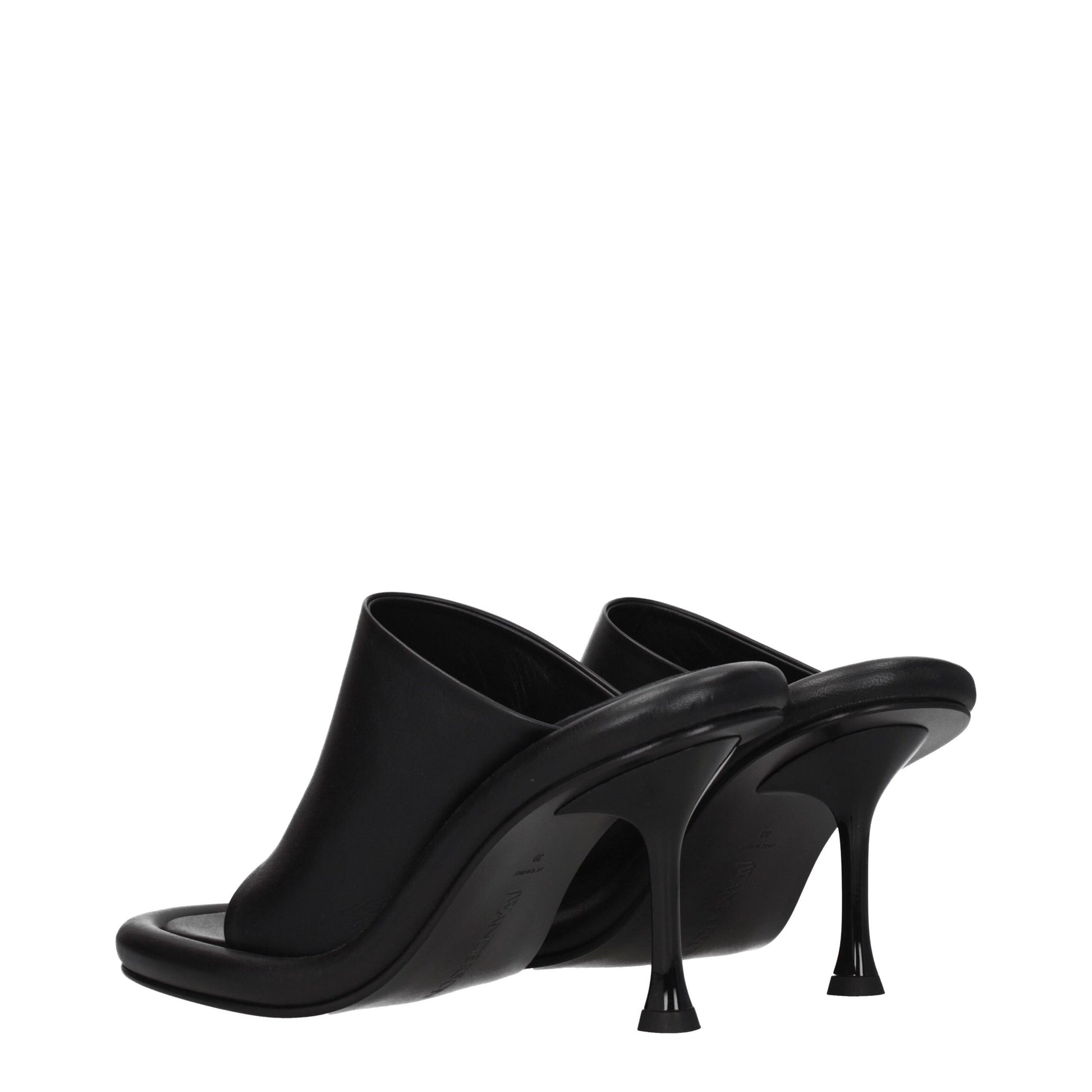 Black Leather Stiletto Heels Sandals