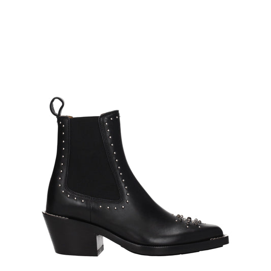 Black Leather Ankle Boots