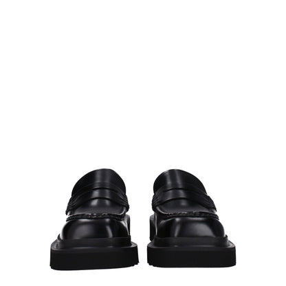 Black Leather Slip-On Loafers