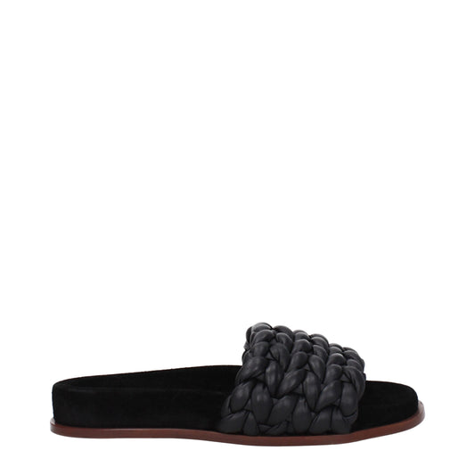 Black Leather Slippers