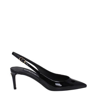 Black Leather High Heel Pumps