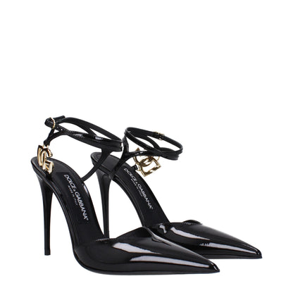 Black Leather Stiletto Heels Sandals