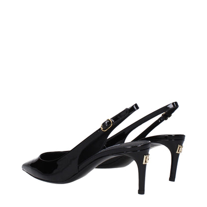 Black Leather High Heel Pumps