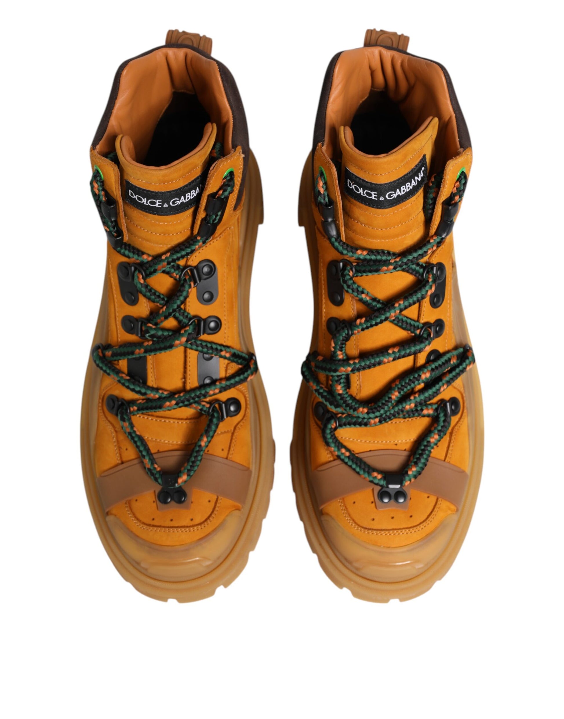 Orange Lace Up Trekking Ankle Boots Shoes