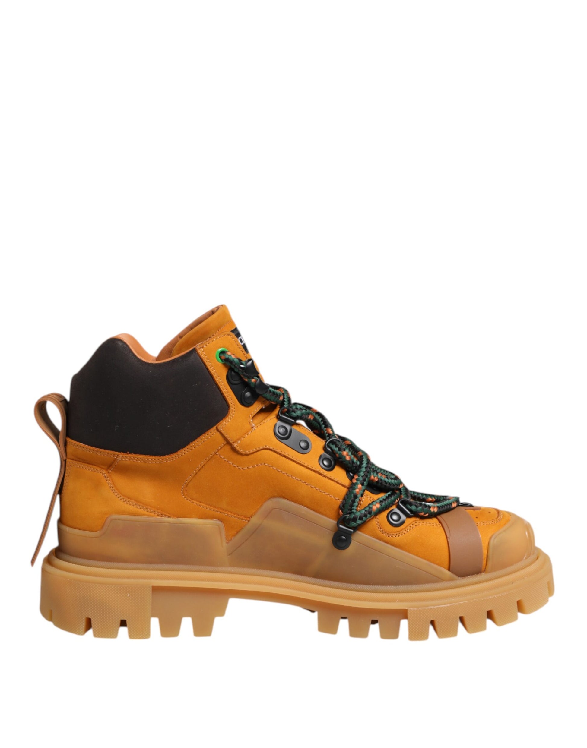 Orange Lace Up Trekking Ankle Boots Shoes