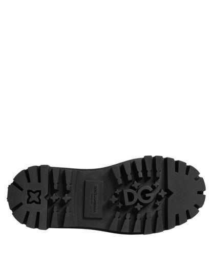 Black Leather Trekking Sneakers Boots Shoes