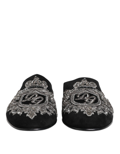 Black Velvet Slides DG Crown Slipper Shoes