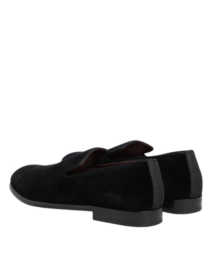 Black Velvet Loafers Formal Men Dress Shoes
