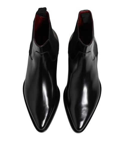 Black Leather MILLENIALS Mid Calf Boots Shoes