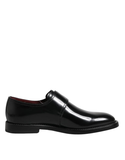 Black Leather Monk Strap Derby Formal Shoes