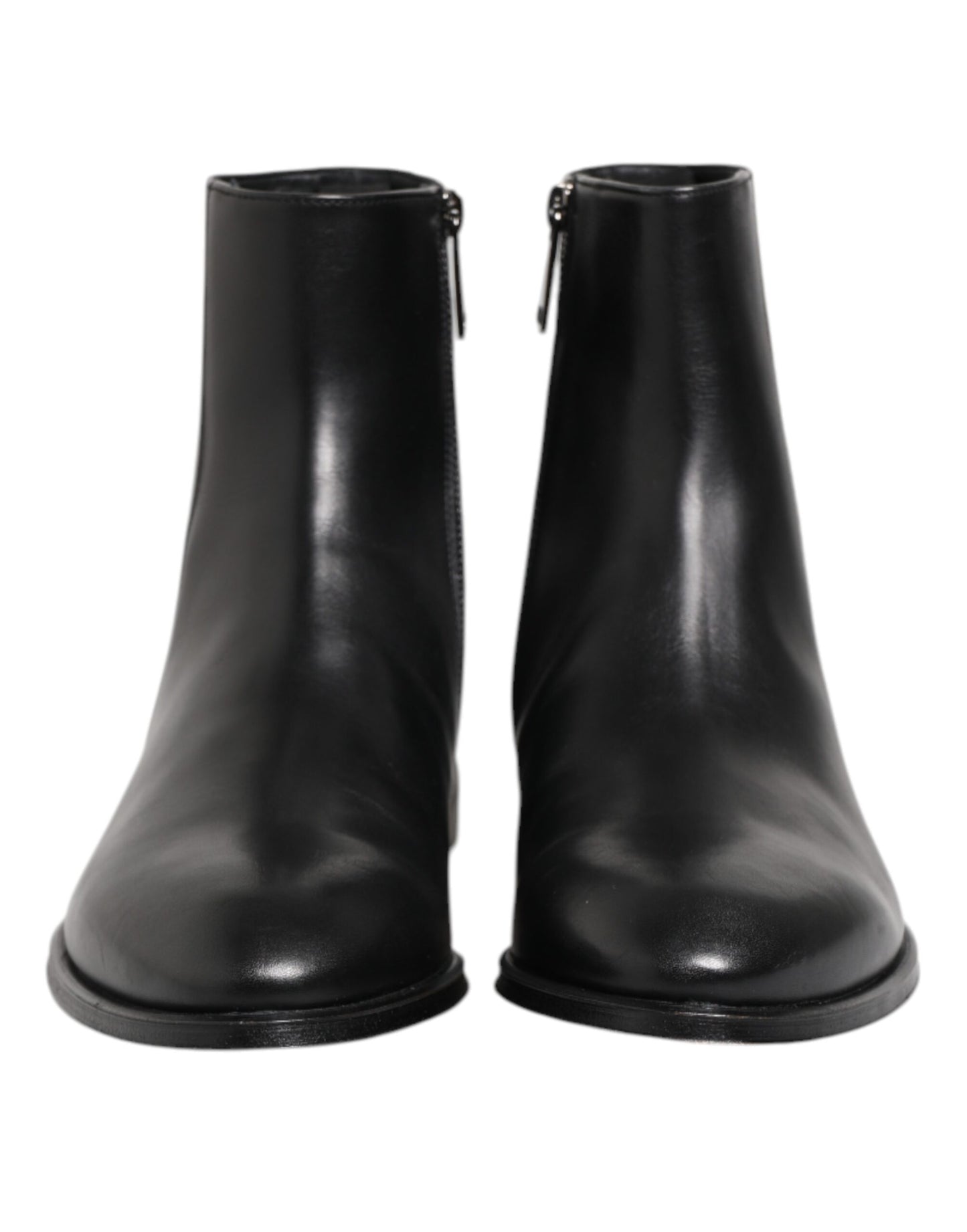 Black Leather Mid Calf Men Boots Shoes