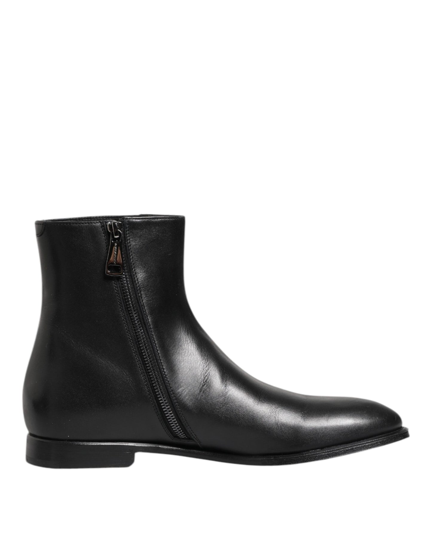 Black Leather Mid Calf Men Boots Shoes