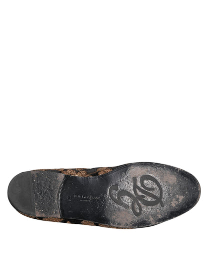 Black Floral Embroidery Men Loafers Shoes