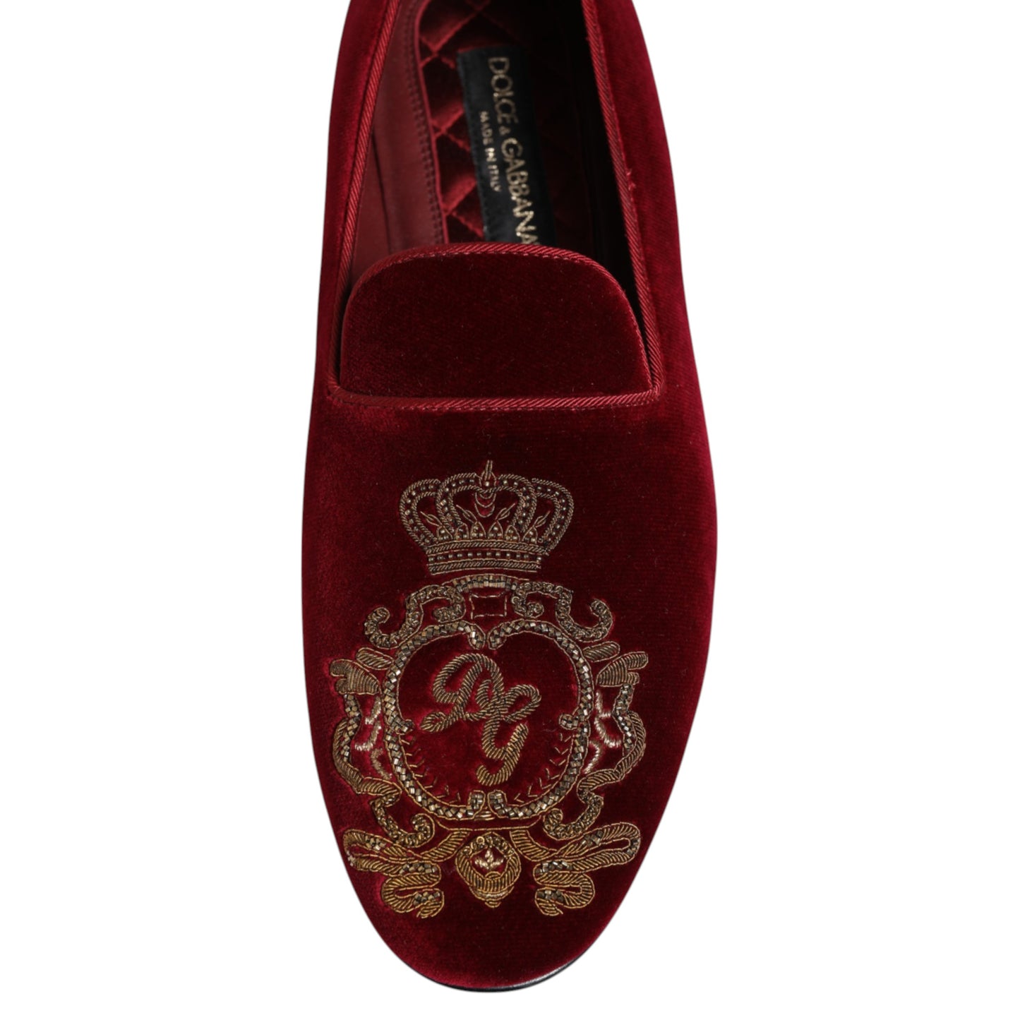 Red Velvet Gold Crown Mens Loafers Shoes