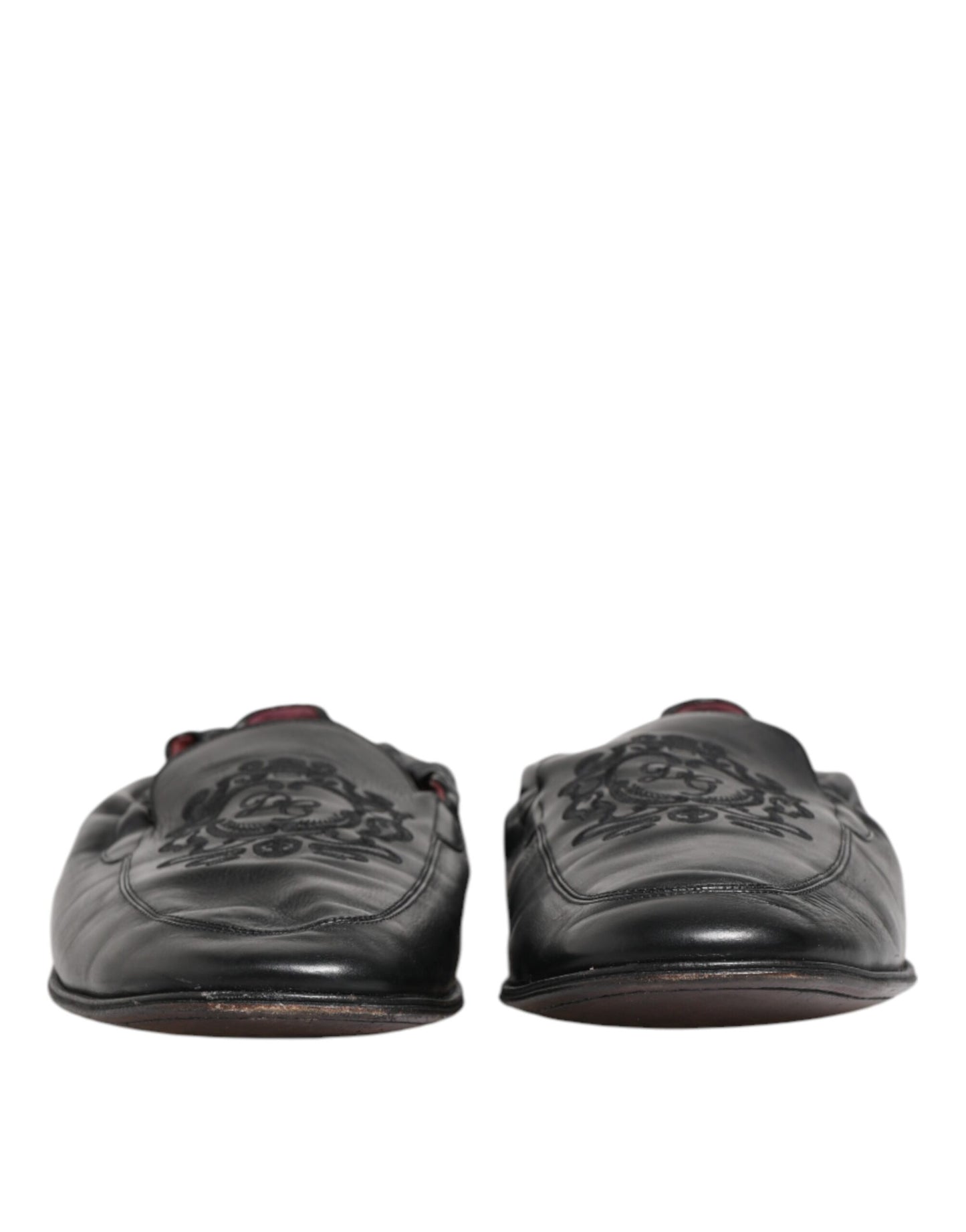 Black Leather Slip On Men Flat Loafers Shoes