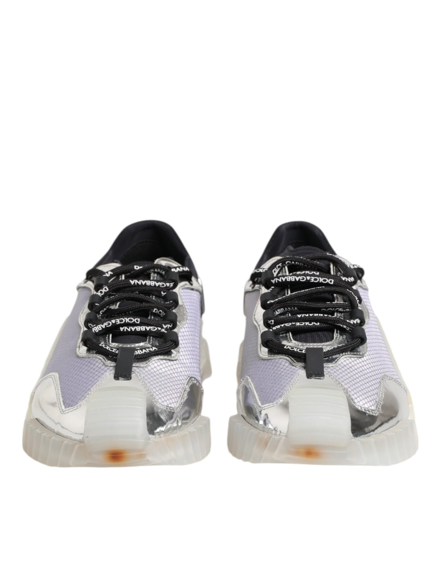 Silver Black Nylon NS1 Low Top Sneakers Shoes