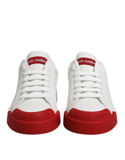White Leather DG Logo Low Top Sneakers Shoes