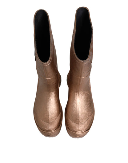 Metallic Gold Pull On Rain Boots Shoes