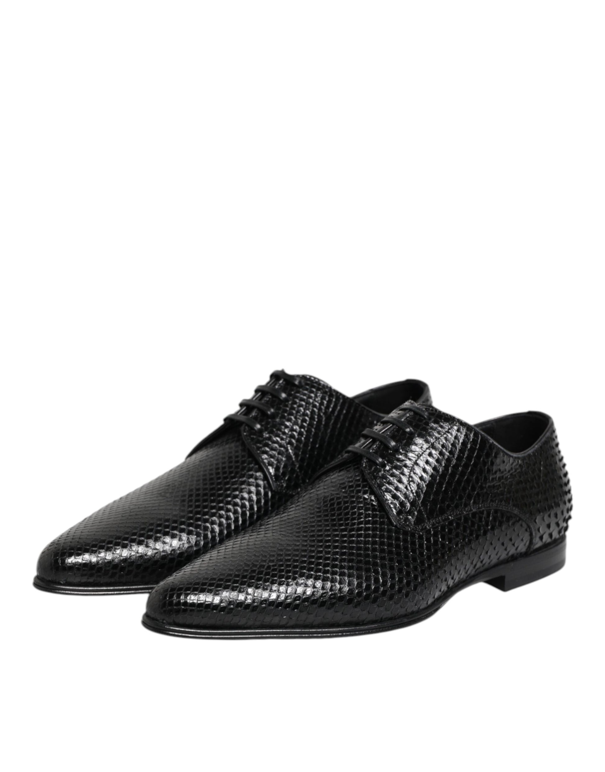 Black Exotic Leather Lace Up Derby Shoes