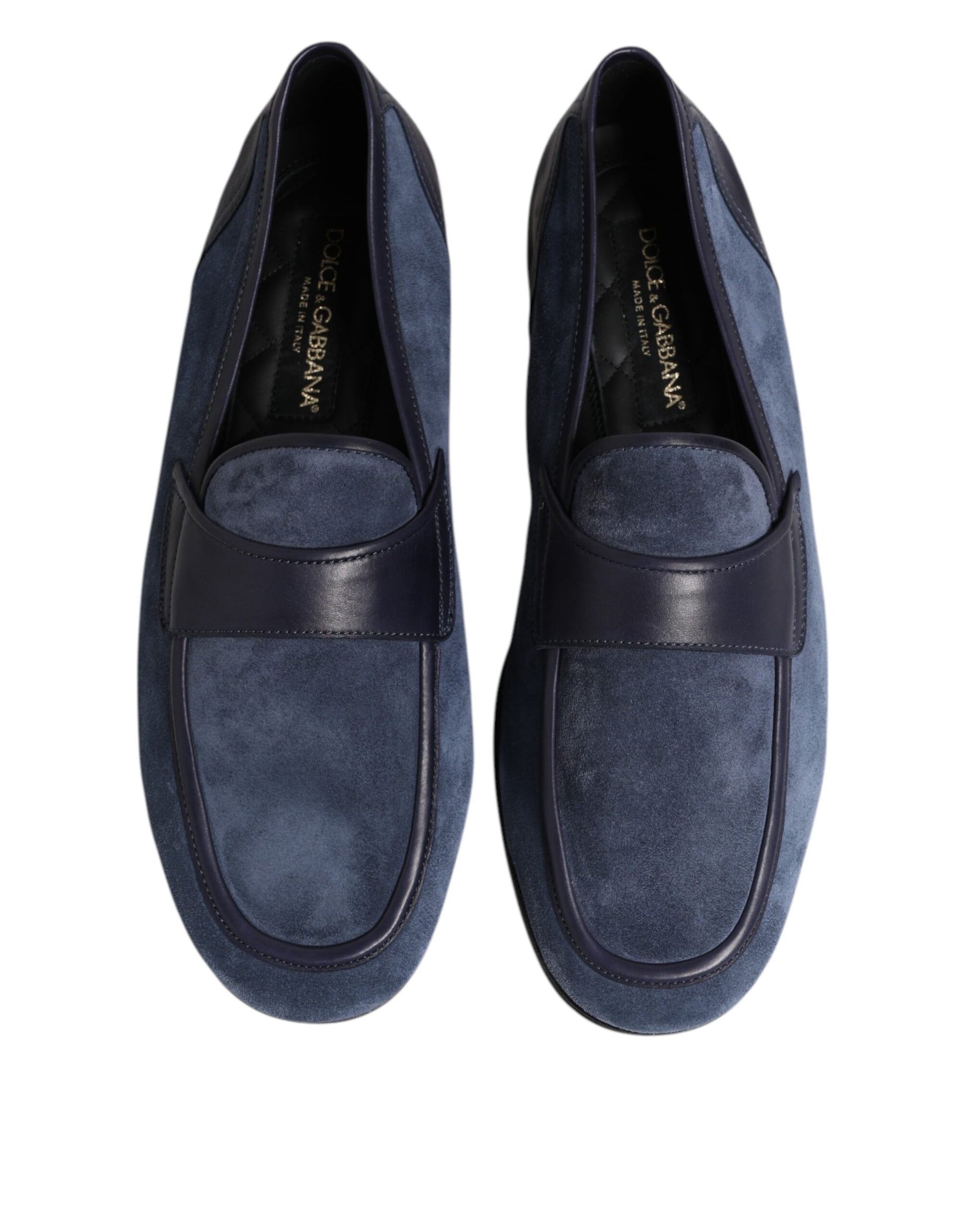 Blue Suede Leather Loafers Moccasin Shoes