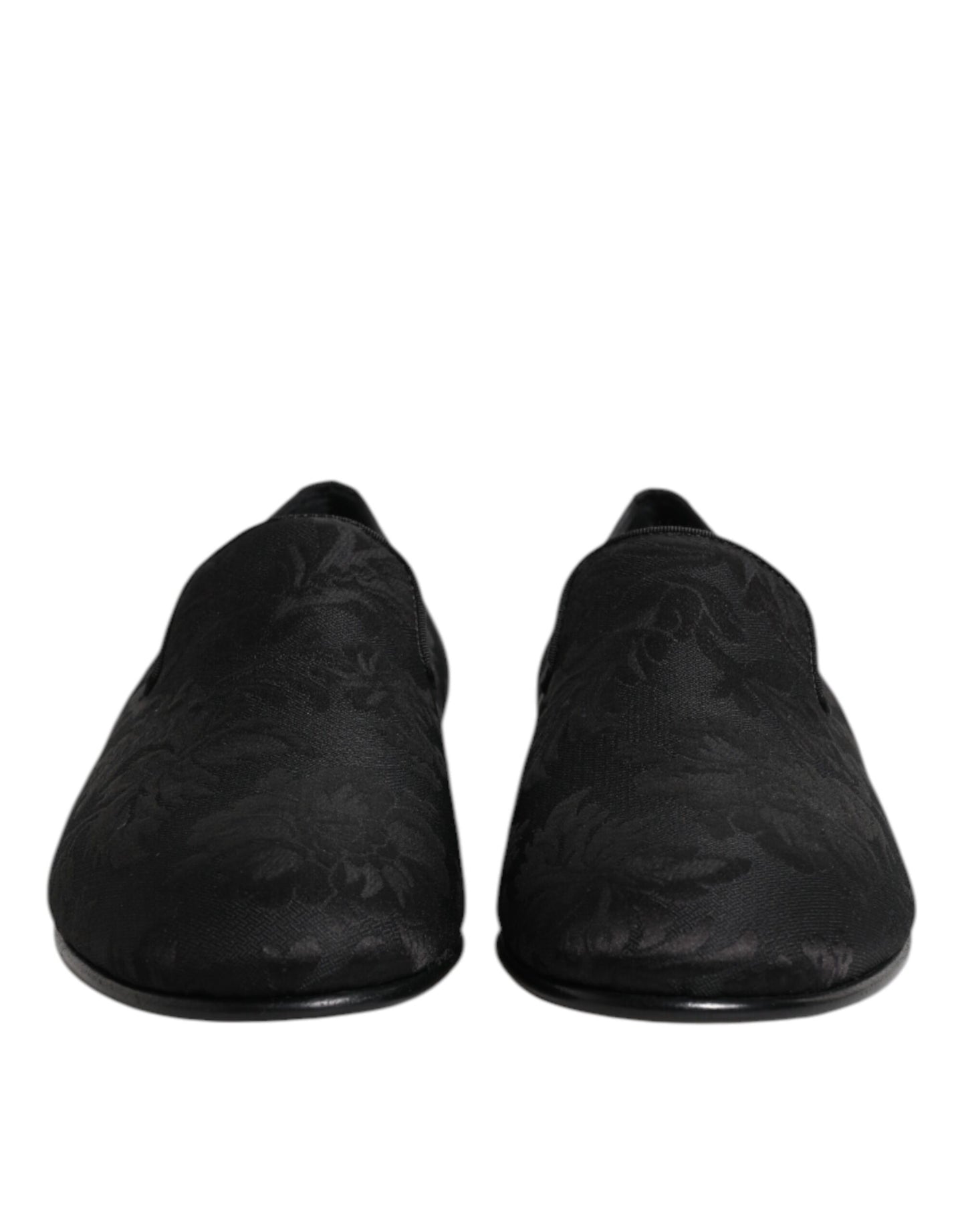 Black Floral Brocade Loafers Men Dress Shoes