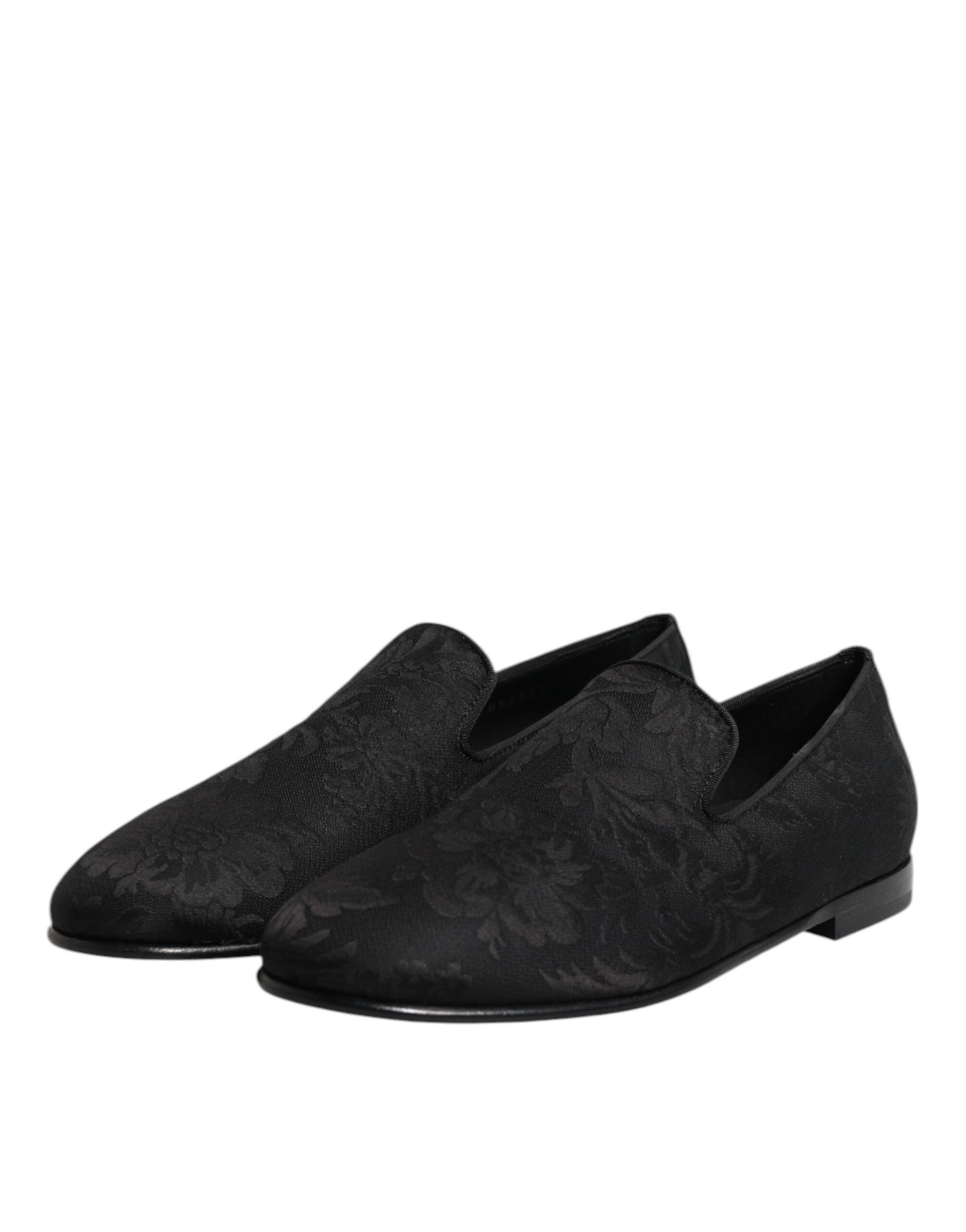 Black Floral Brocade Loafers Men Dress Shoes