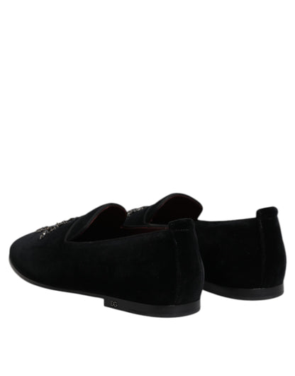 Black Suede Cross Slip On Loafers Dress Shoes