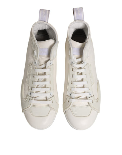White Leather Mid Top Sneakers Shoes