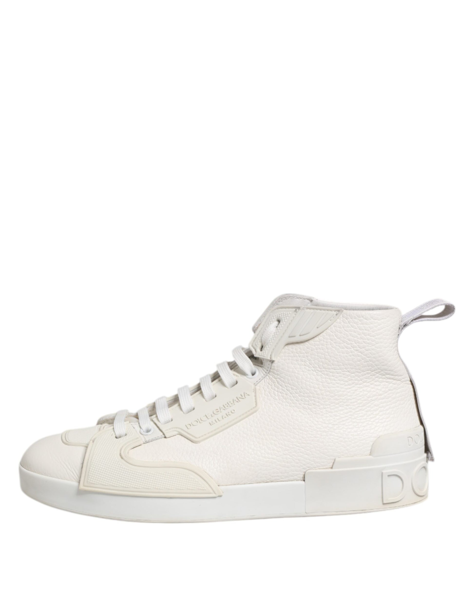 White Leather Mid Top Sneakers Shoes