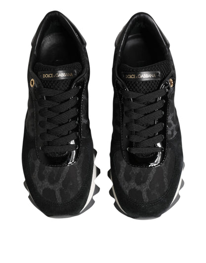 Black Gray Leopard Low Top Sneakers Shoes