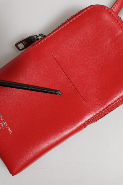 Red Leather Purse Phone Sling Crossbody Neck Strap Bag