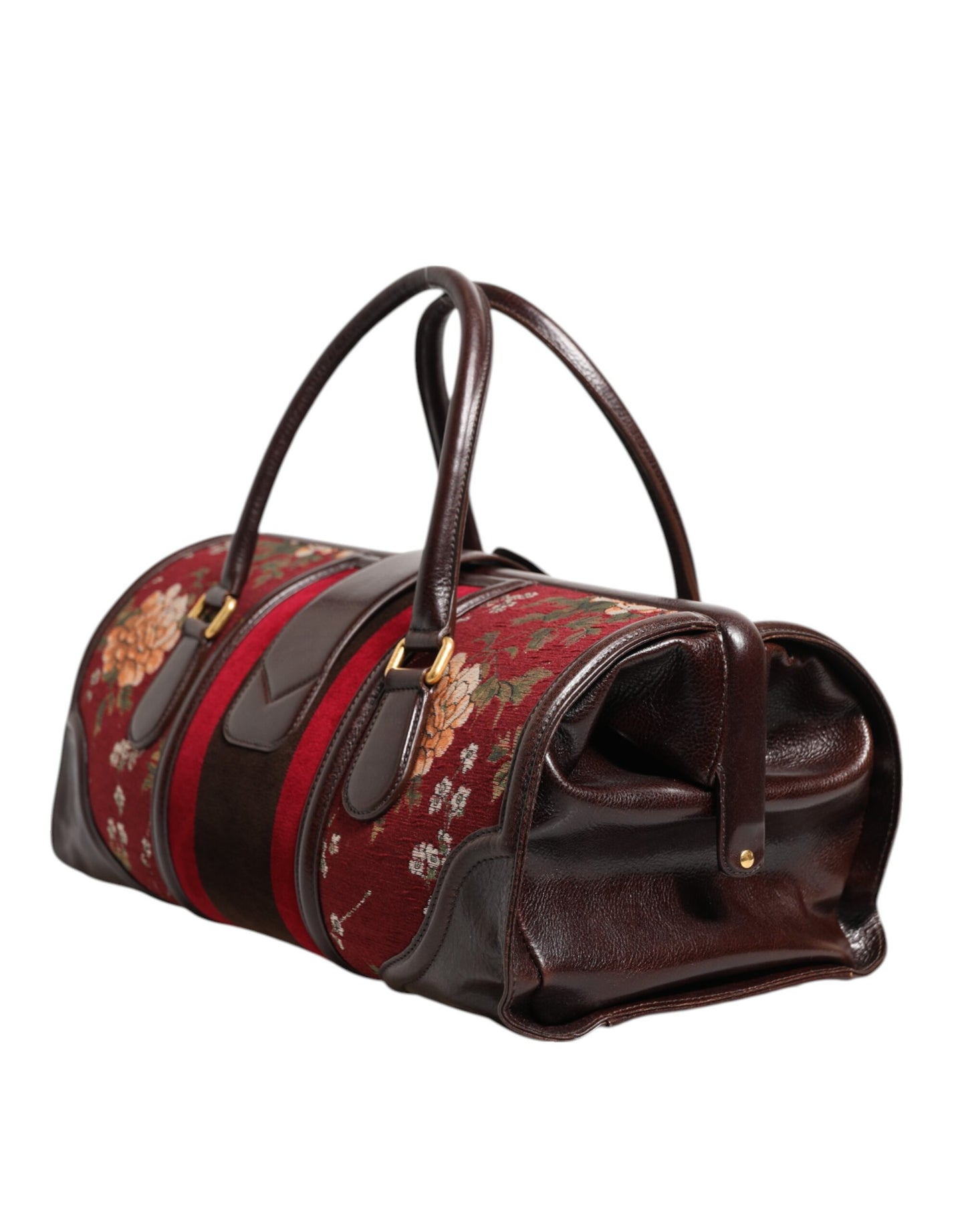 Multicolor Leather Jacquard Velvet Travel Duffle Bag