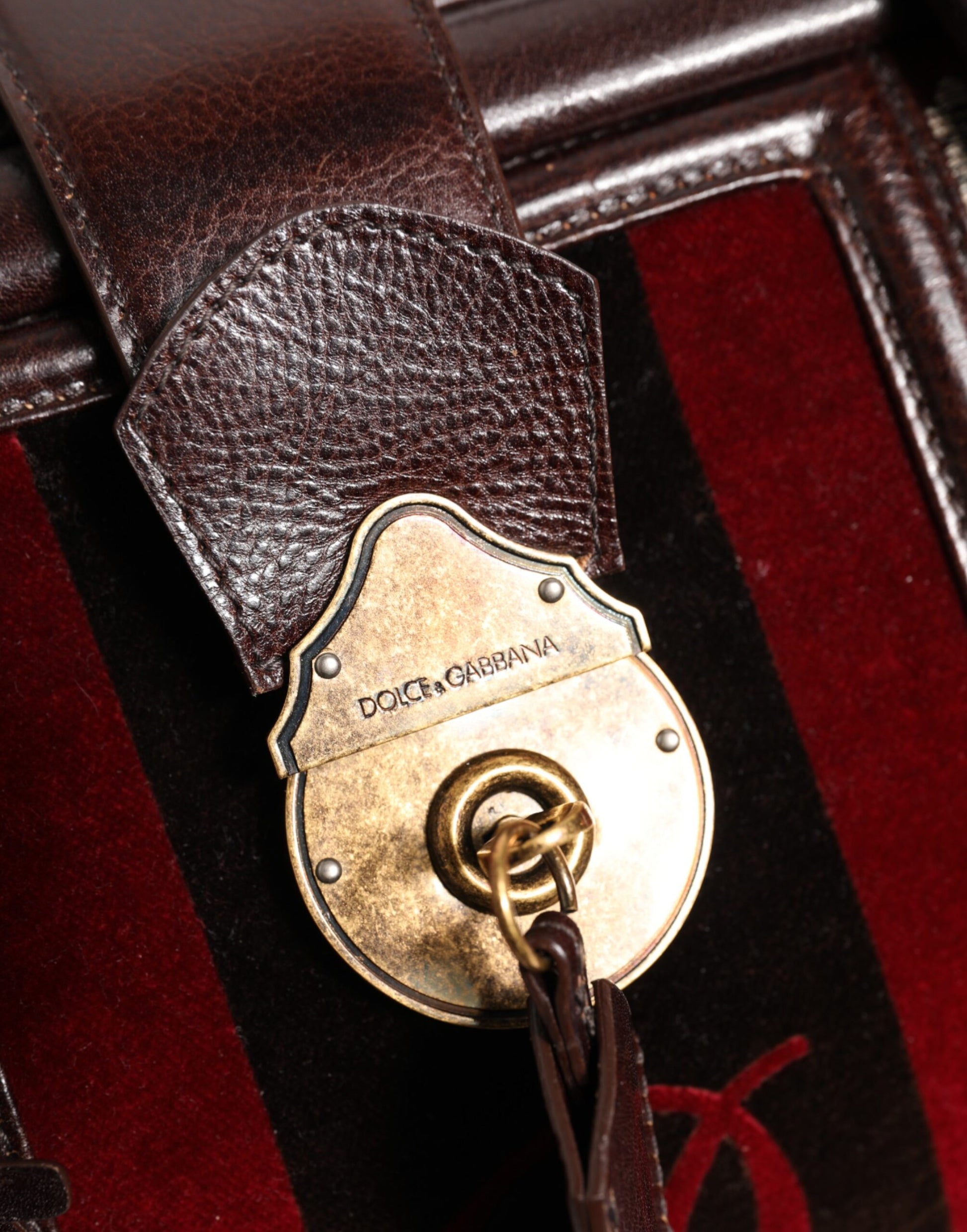 Multicolor Leather Jacquard Velvet Travel Duffle Bag