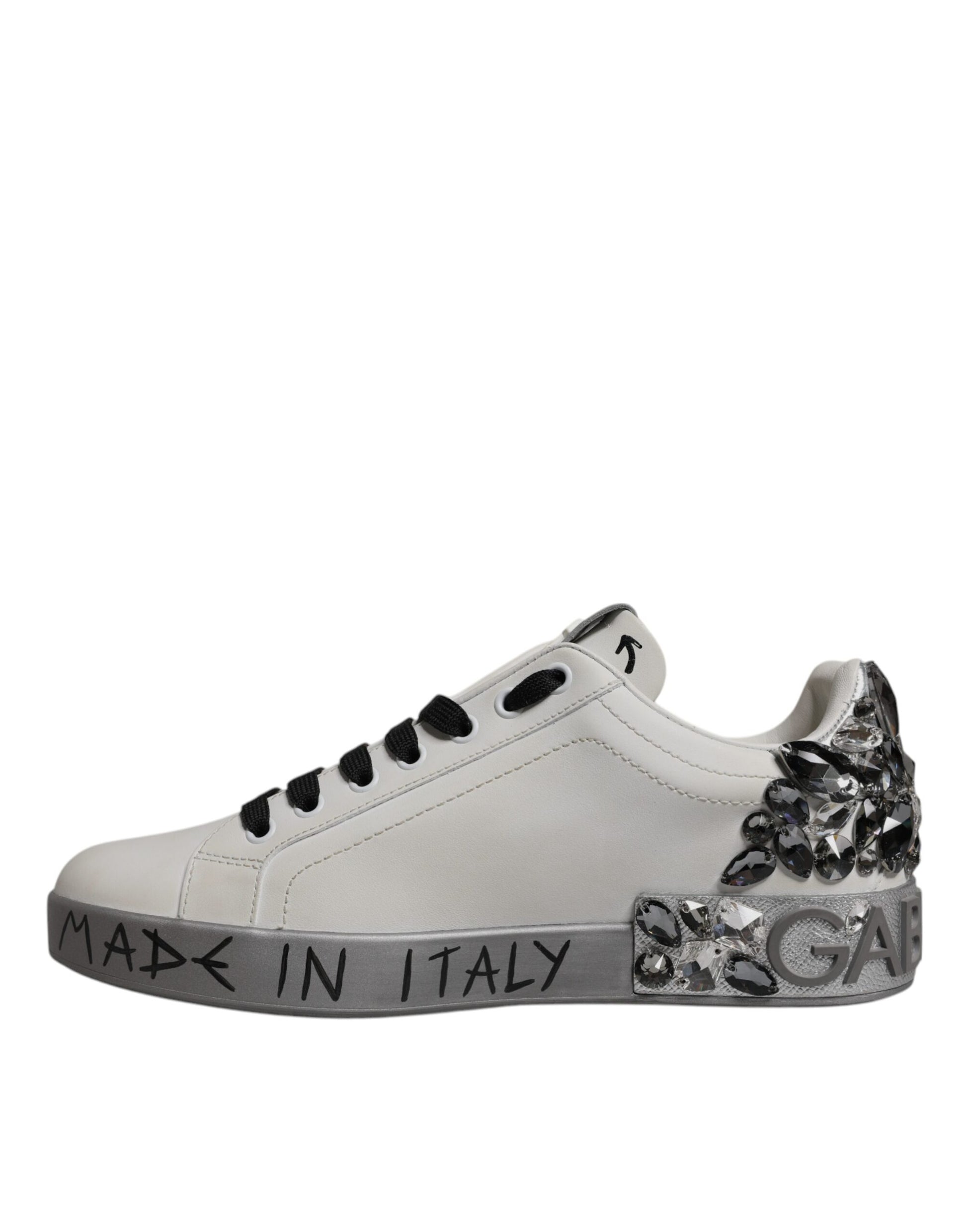 White Crystal Logo Portofino Sneakers Shoes
