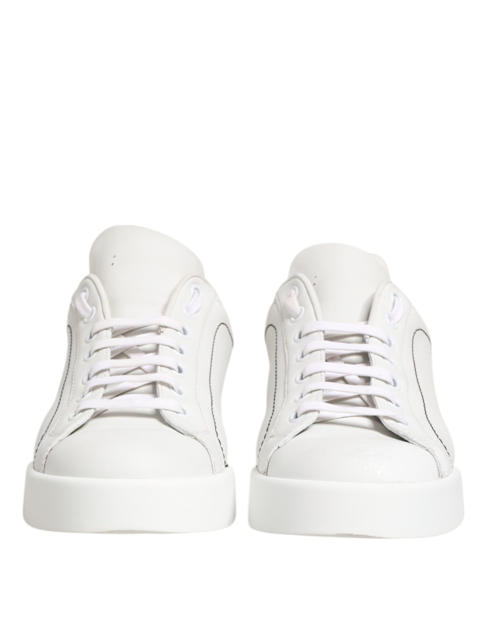 White Gold Leather Low Top Sneakers Shoes