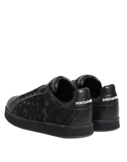 Black Floral Lace Low Top Sneakers Shoes