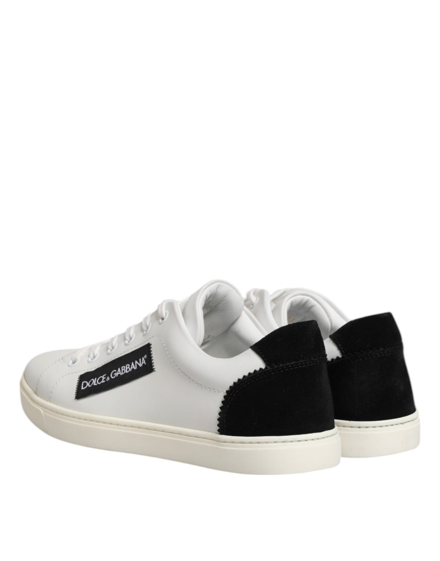 White Black Leather Low Top Sneakers Shoes