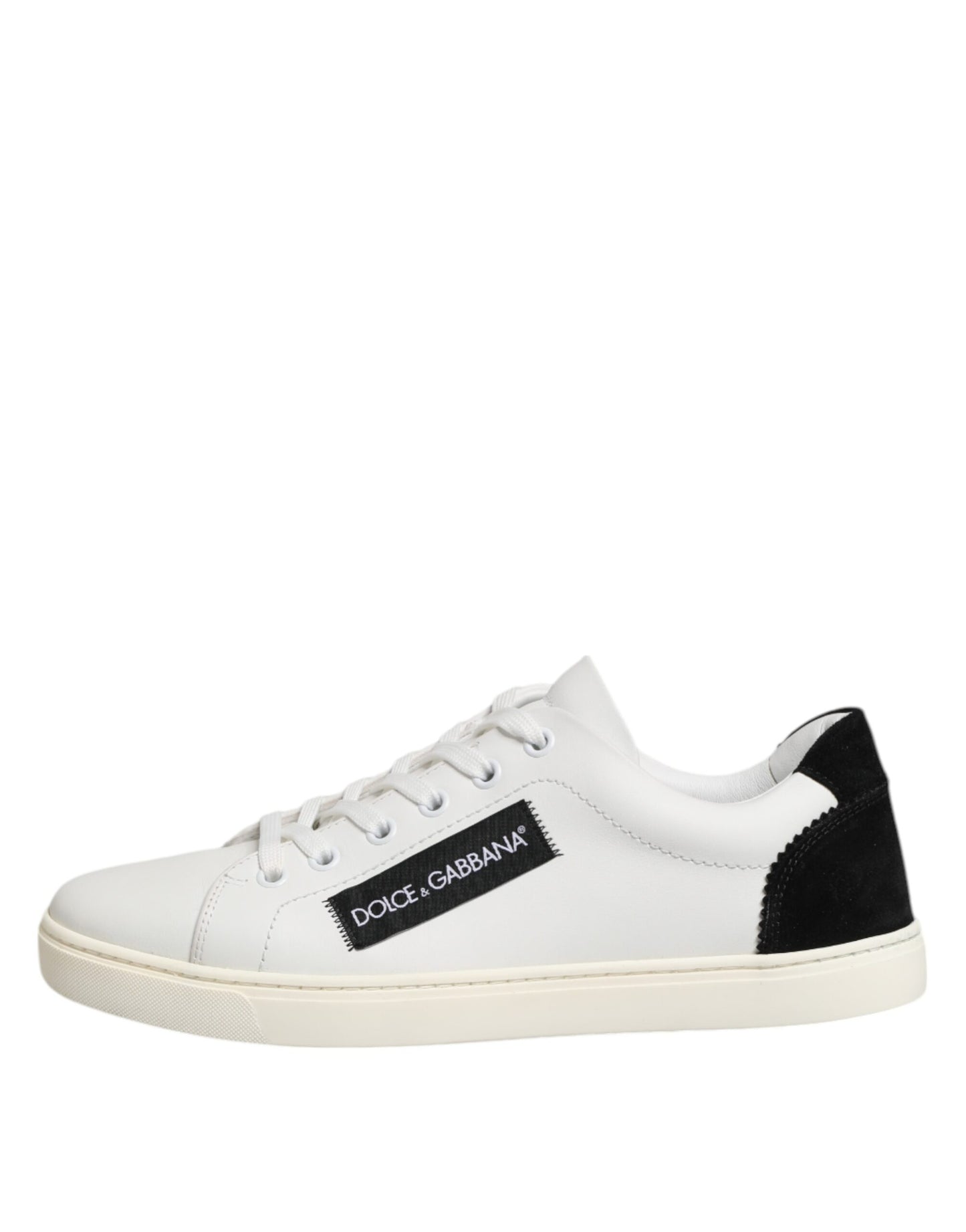 White Black Leather Low Top Sneakers Shoes