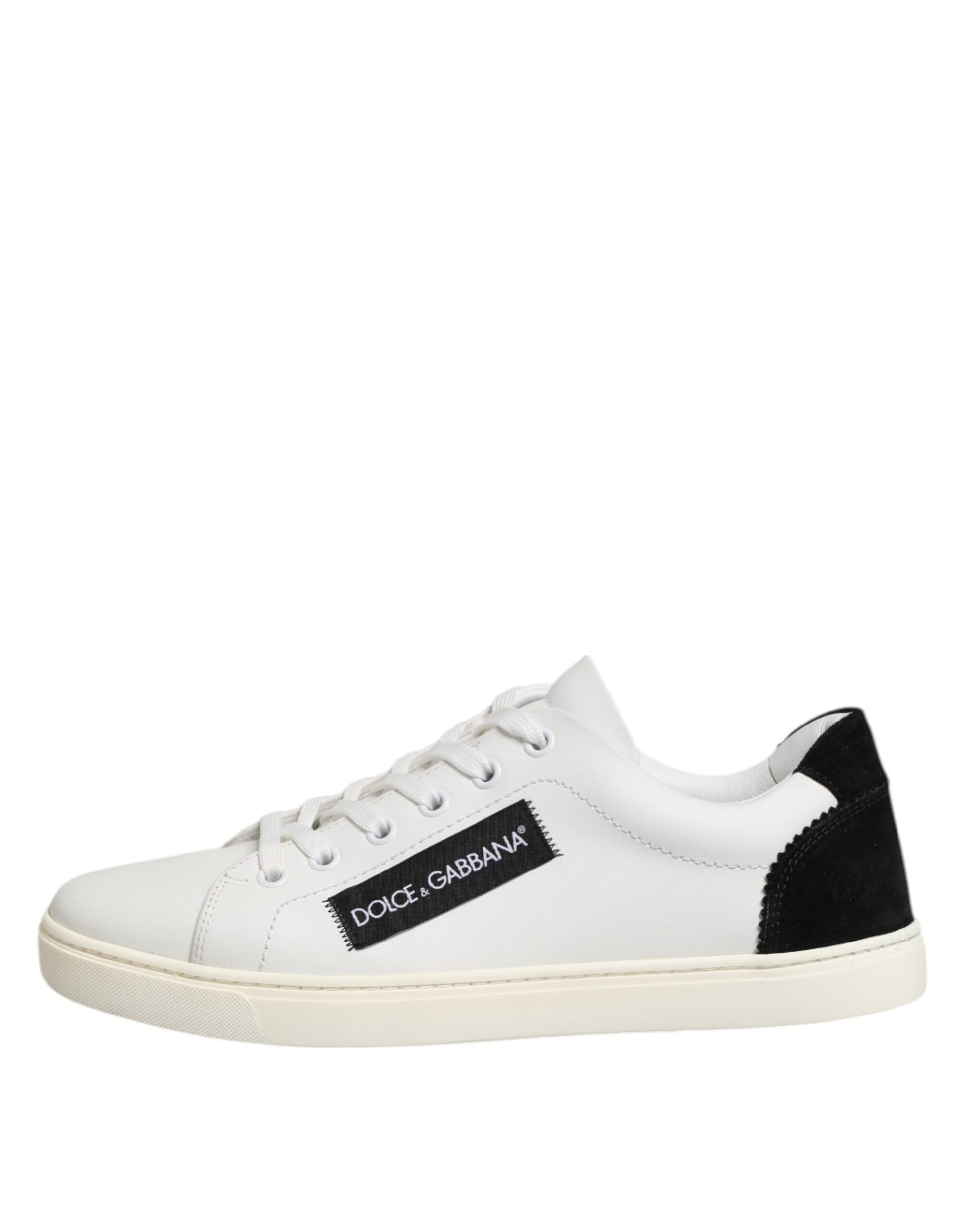 White Black Leather Low Top Sneakers Shoes