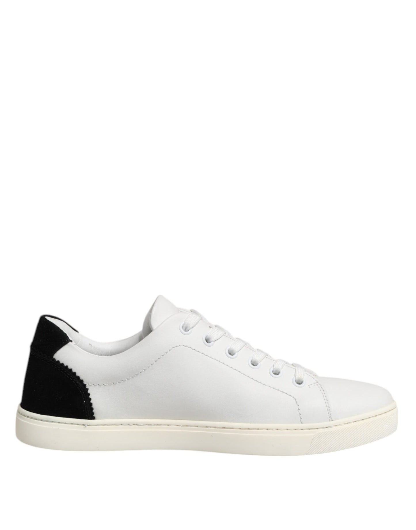 White Black Leather Low Top Sneakers Shoes